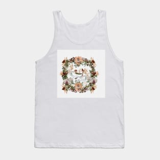 Welcome Spring: Cute Baby Animal Forest Watercolor Wildflower Wreath:  Cottagecore Nursery Tank Top